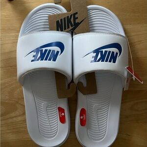 NEW Nike White and Blue Slides